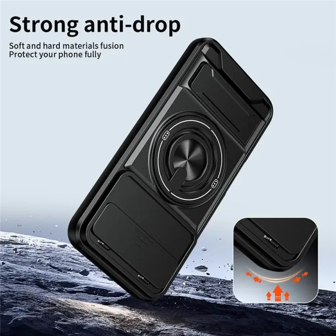 Coque Honor 500 Magnétique Anneau Support et Cache Caméra Coulissant