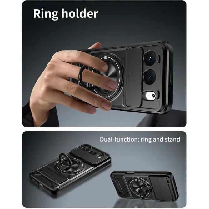Coque Honor 500 Magnétique Anneau Support et Cache Caméra Coulissant