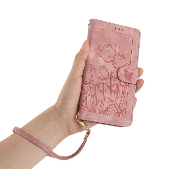 Housse Google Pixel 10a Portefeuille 5 Cartes Tulipes