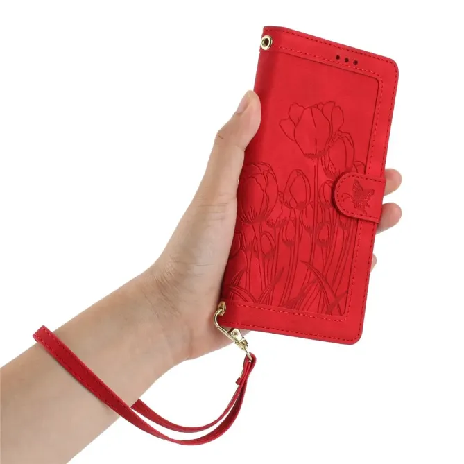 Housse Google Pixel 10a Portefeuille 5 Cartes Tulipes