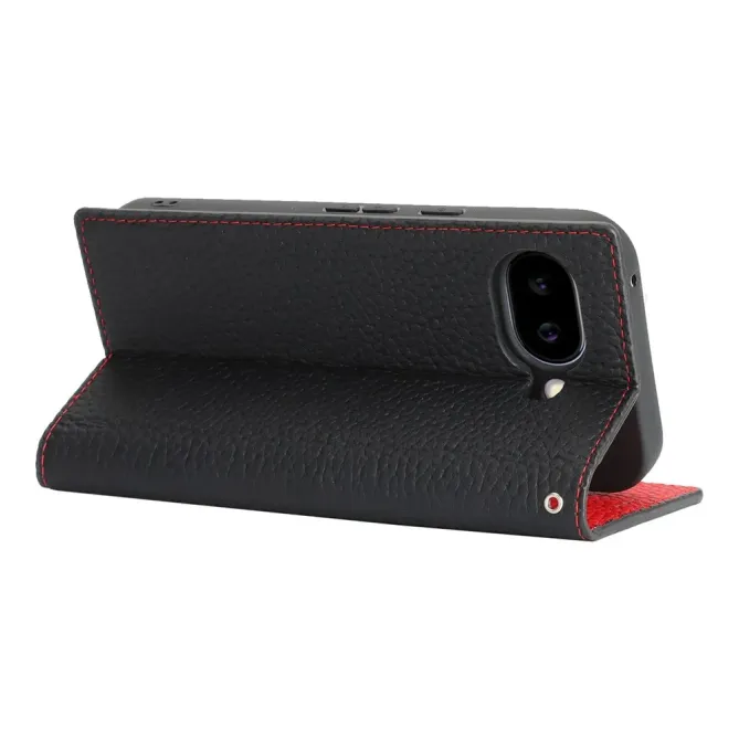 Flip Cover Google Pixel 10a Cuir Véritable Litchi