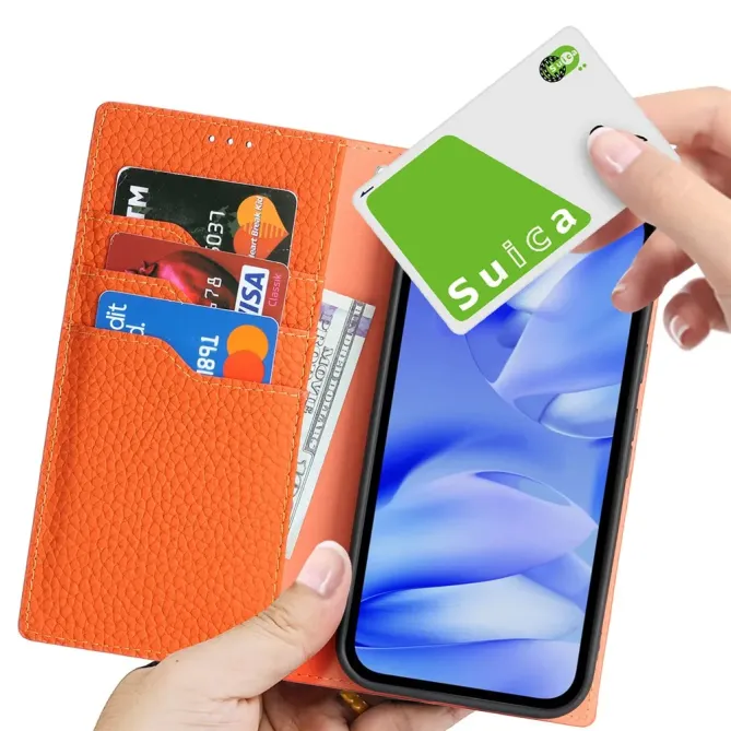 Flip Cover Google Pixel 10a Cuir Véritable Litchi