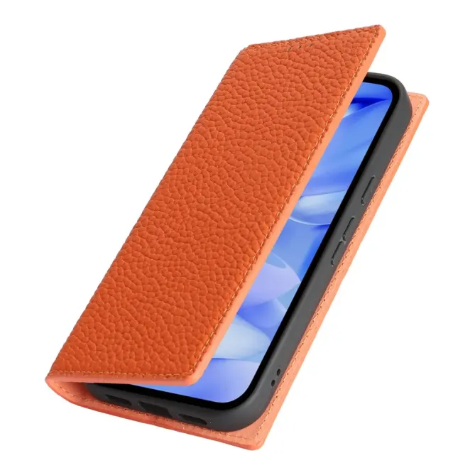 Flip Cover Google Pixel 10a Cuir Véritable Litchi