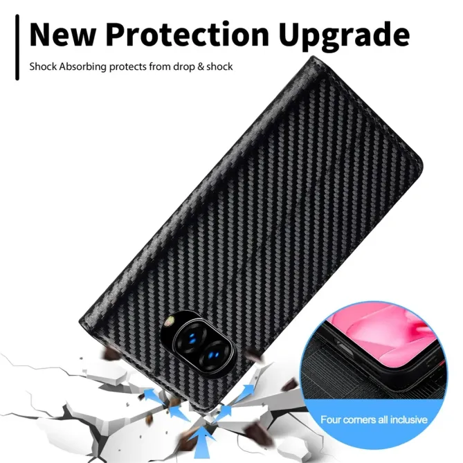 Flip cover Google Pixel 10a fibre de carbone Vertical Stripe