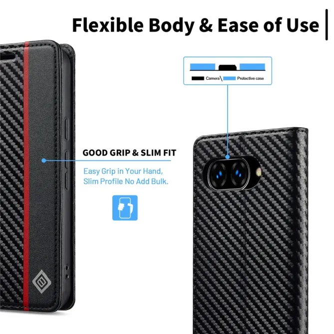 Flip cover Google Pixel 10a fibre de carbone Vertical Stripe