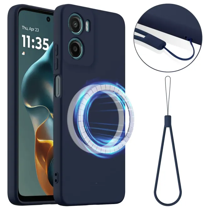 Coque Moto G06 / G06 Power Silicone Liquide Magnétique, Lanière