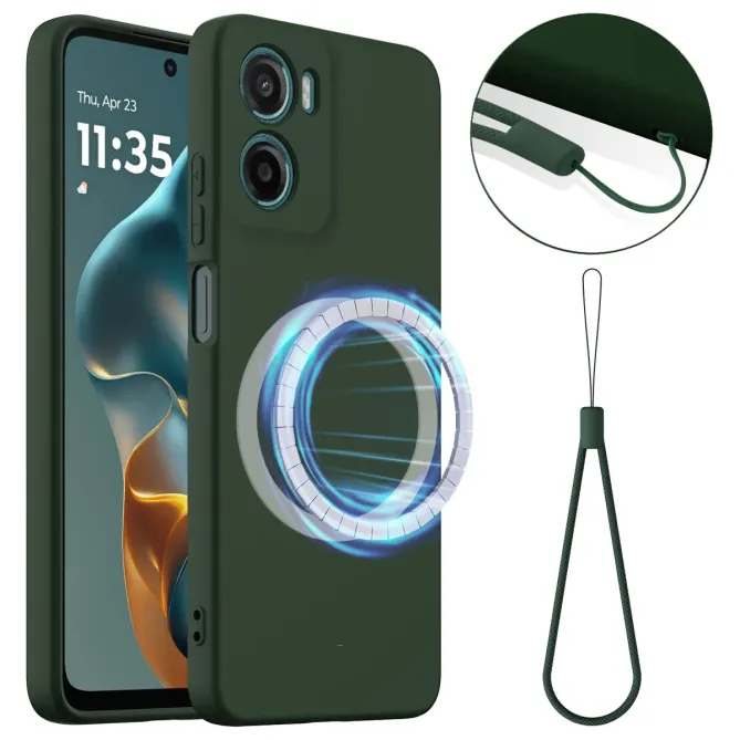 Coque Moto G06 / G06 Power Silicone Liquide Magnétique, Lanière