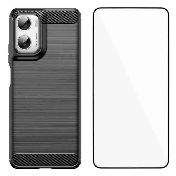 Coque Moto G06 Power / Moto G06 flexible effet brossé avec verre tremp