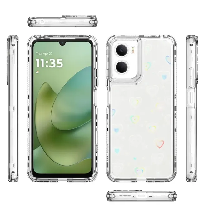 Coque Moto G06 Power / Moto G06 Cœurs Holographiques 3-en-1