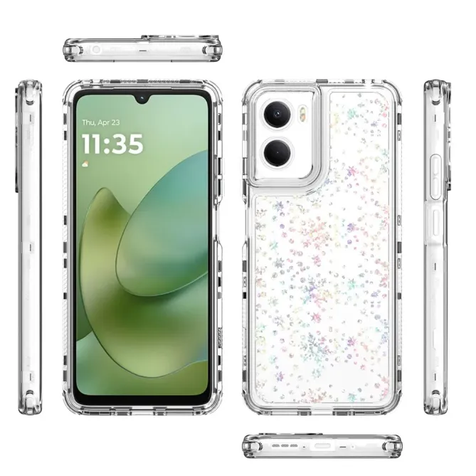 Coque Moto G06 Power / Moto G06 Flocons Holographiques 3-en-1