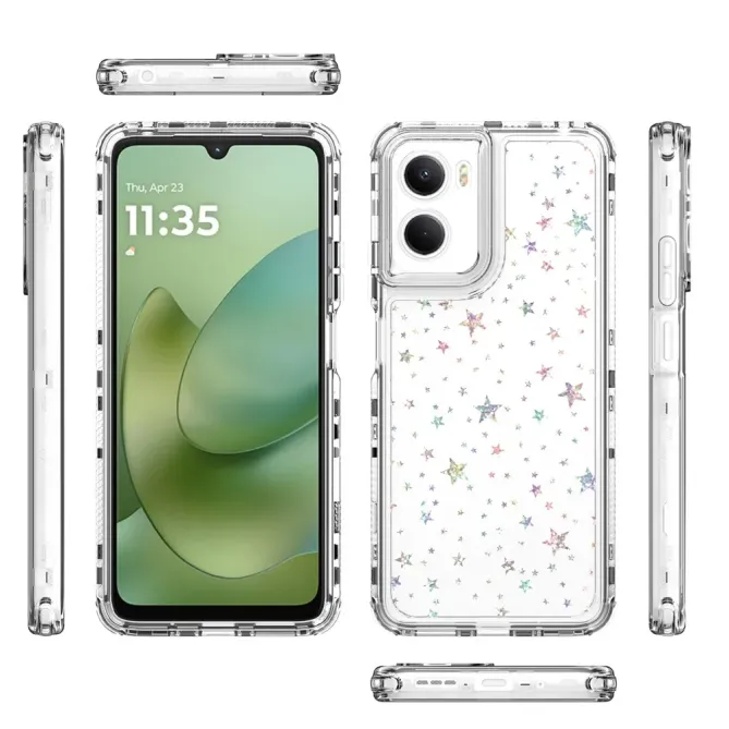 Coque Moto G06 Power / Moto G06 Étoiles Holographiques 3-en-1