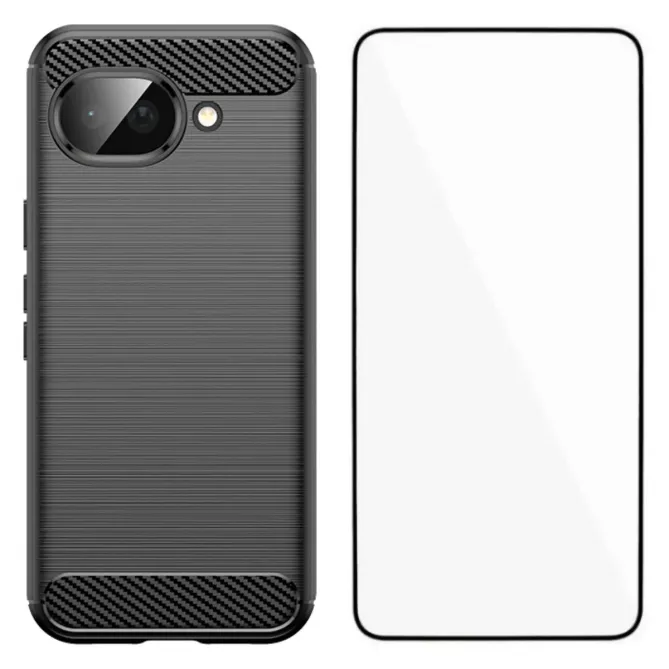 Coque Google Pixel 10a flexible effet brossé avec verre trempé