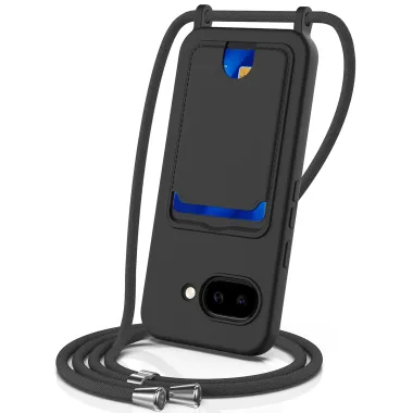 Coque Google Pixel 10a Silicone Liquide à Cordon et Porte-carte