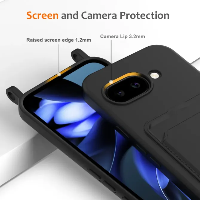 Coque Google Pixel 10a Silicone Liquide à Cordon et Porte-carte