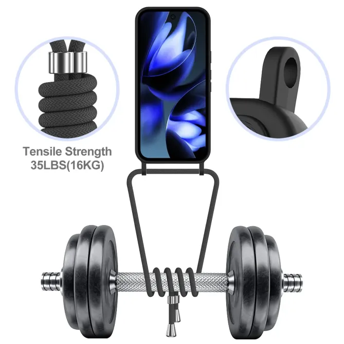 Coque Google Pixel 10a Silicone Liquide à Cordon et Porte-carte