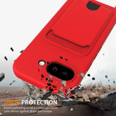 Coque Google Pixel 10a Silicone Liquide à Cordon et Porte-carte