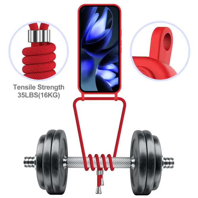 Coque Google Pixel 10a Silicone Liquide à Cordon et Porte-carte