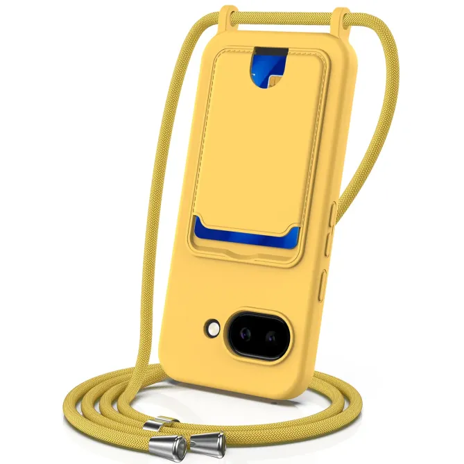 Coque Google Pixel 10a Silicone Liquide à Cordon et Porte-carte