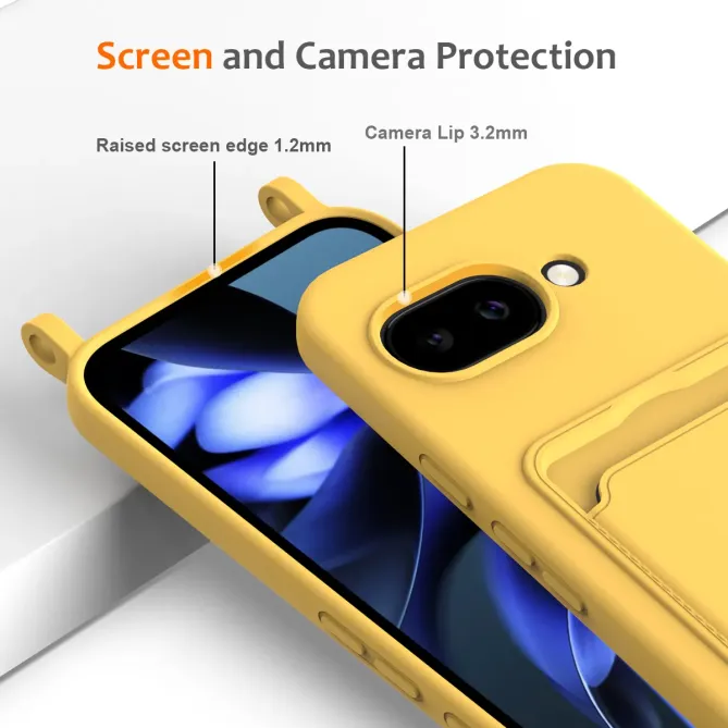 Coque Google Pixel 10a Silicone Liquide à Cordon et Porte-carte