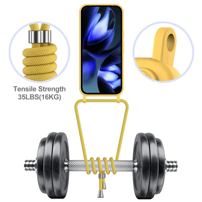 Coque Google Pixel 10a Silicone Liquide à Cordon et Porte-carte