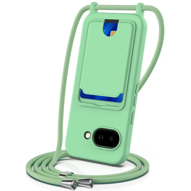 Coque Google Pixel 10a Silicone Liquide à Cordon et Porte-carte