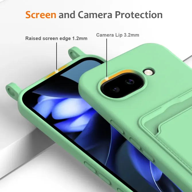 Coque Google Pixel 10a Silicone Liquide à Cordon et Porte-carte