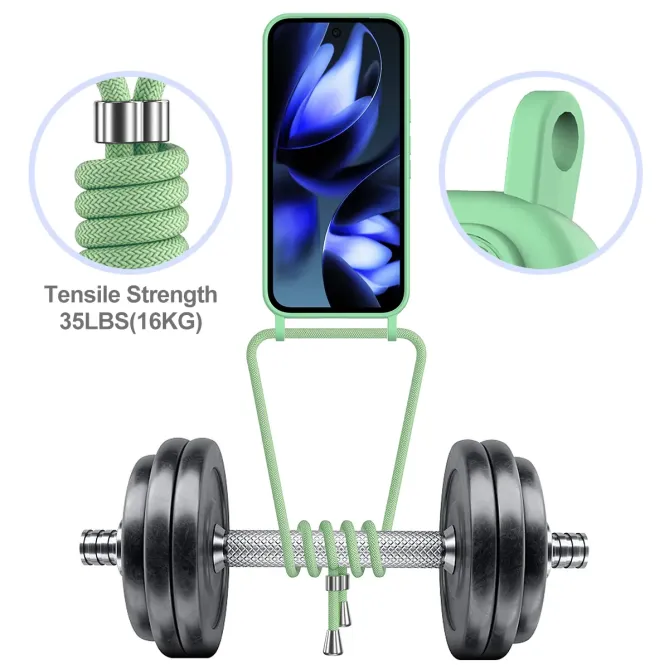 Coque Google Pixel 10a Silicone Liquide à Cordon et Porte-carte