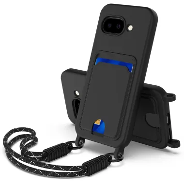 Coque Google Pixel 10a avec Mini Cordon Silicone et Porte-carte