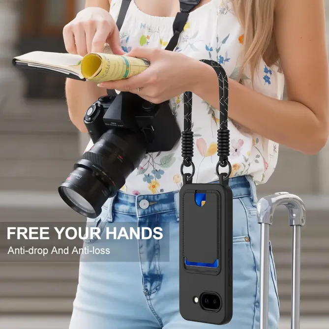 Coque Google Pixel 10a avec Mini Cordon Silicone et Porte-carte