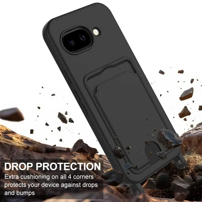Coque Google Pixel 10a avec Mini Cordon Silicone et Porte-carte