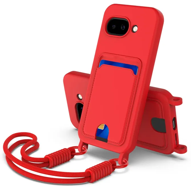 Coque Google Pixel 10a avec Mini Cordon Silicone et Porte-carte
