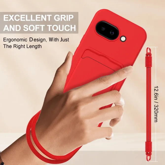 Coque Google Pixel 10a avec Mini Cordon Silicone et Porte-carte