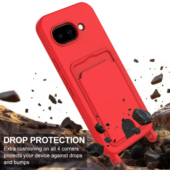 Coque Google Pixel 10a avec Mini Cordon Silicone et Porte-carte