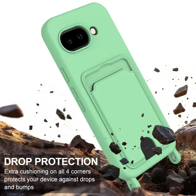 Coque Google Pixel 10a avec Mini Cordon Silicone et Porte-carte