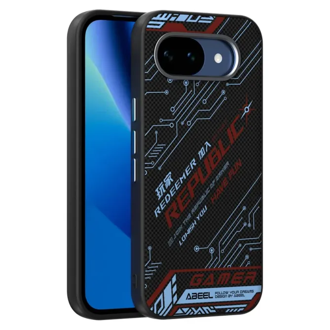 Coque Google Pixel 10a Design Circuit Bleu et Rouge