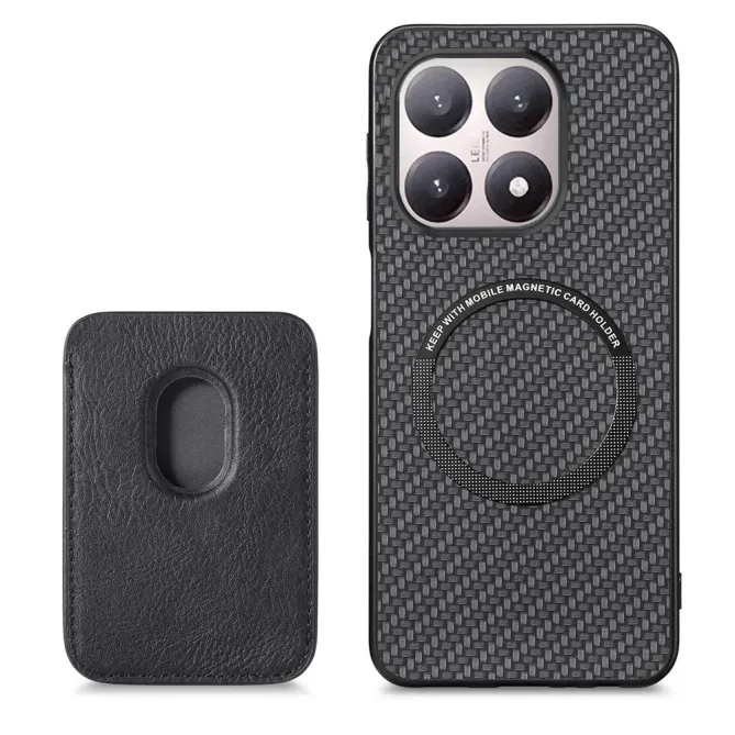 Coque Xiaomi 15T Fibre de Carbone Porte-cartes détachable