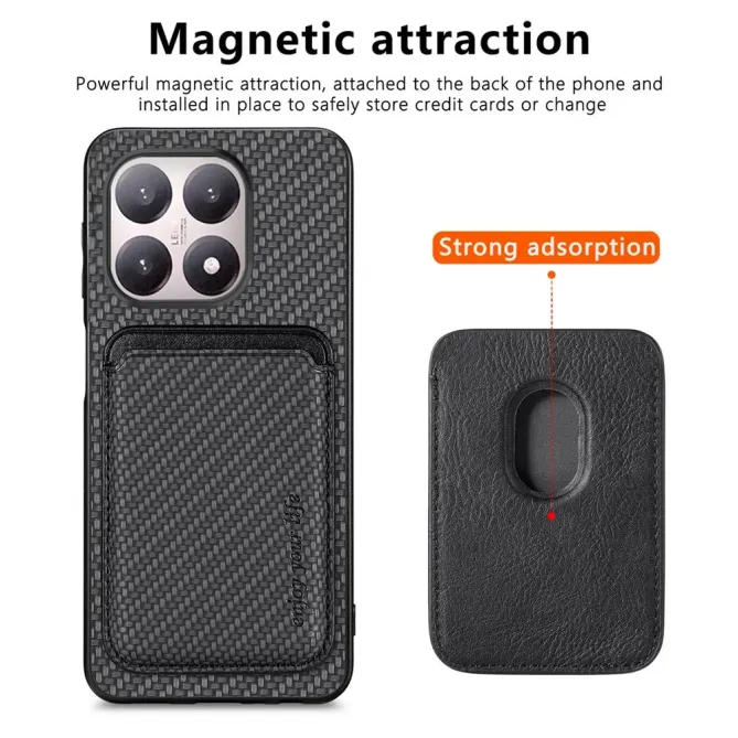 Coque Xiaomi 15T Fibre de Carbone Porte-cartes détachable