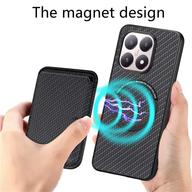 Coque Xiaomi 15T Fibre de Carbone Porte-cartes détachable