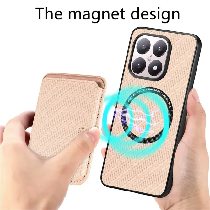 Coque Xiaomi 15T Fibre de Carbone Porte-cartes détachable