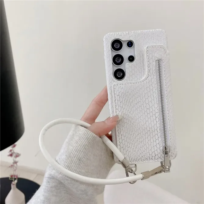 Coque Samsung Galaxy S24 Ultra avec Porte-Cartes Miroir et Lanière | T