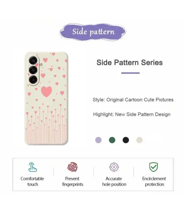 Coque Samsung Galaxy A57 Cœurs Roses et Bords Droits