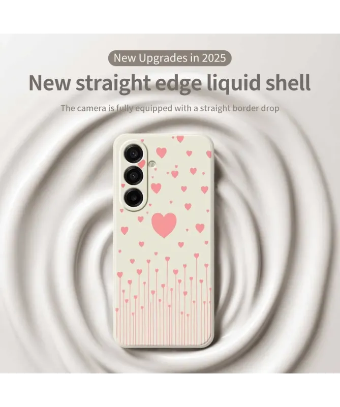 Coque Samsung Galaxy A57 Cœurs Roses et Bords Droits