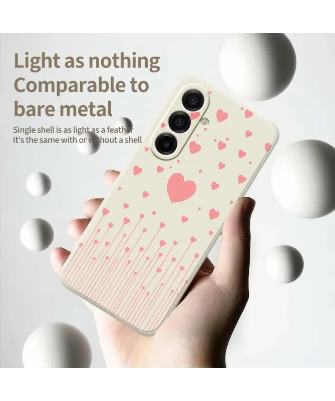 Coque Samsung Galaxy A57 Cœurs Roses et Bords Droits