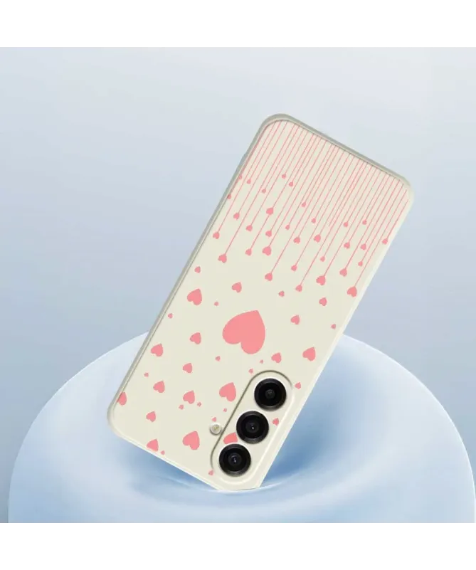 Coque Samsung Galaxy A57 Cœurs Roses et Bords Droits