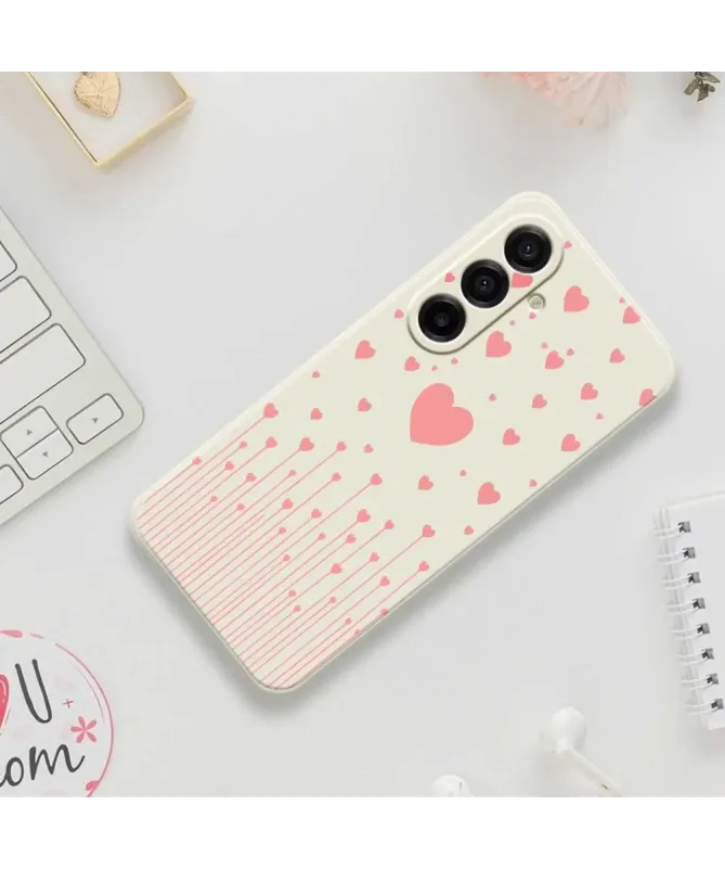 Coque Samsung Galaxy A57 Cœurs Roses et Bords Droits