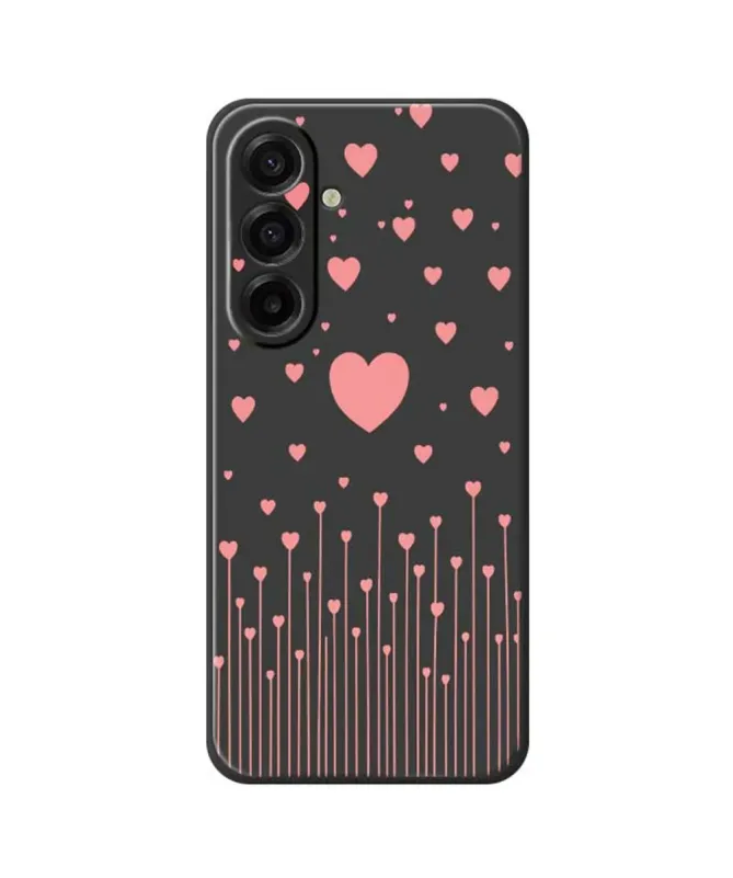 Coque Samsung Galaxy A57 Cœurs Roses et Bords Droits