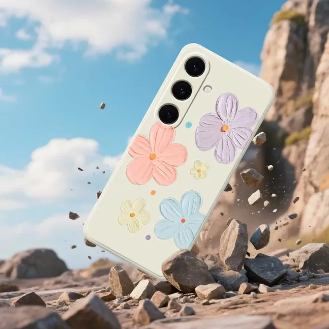 Coque Samsung Galaxy A57 à Motifs Fleurs Quadricolores