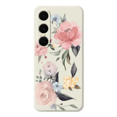 Coque Samsung Galaxy A57 à Motifs Grandes Fleurs et Bords Droits