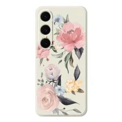 Coque Samsung Galaxy A57 à Motifs Grandes Fleurs et Bords Droits