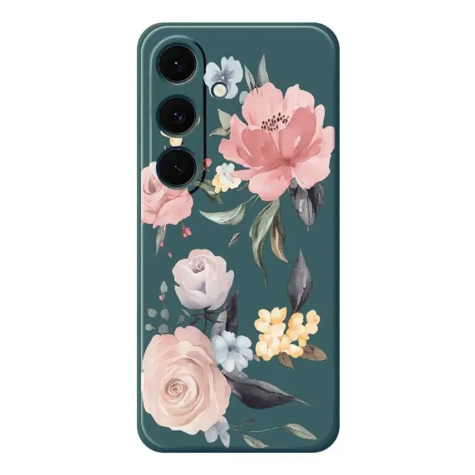 Coque Samsung Galaxy A57 à Motifs Grandes Fleurs et Bords Droits